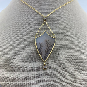 18k Dendritic Agate Shield Necklace