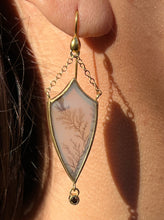 Load image into Gallery viewer, 18k Dendritic Agate Shield Earrings with Diamonds
