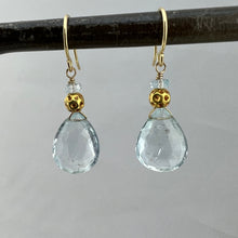 Load image into Gallery viewer, Aquamarine and Gold Earrings
