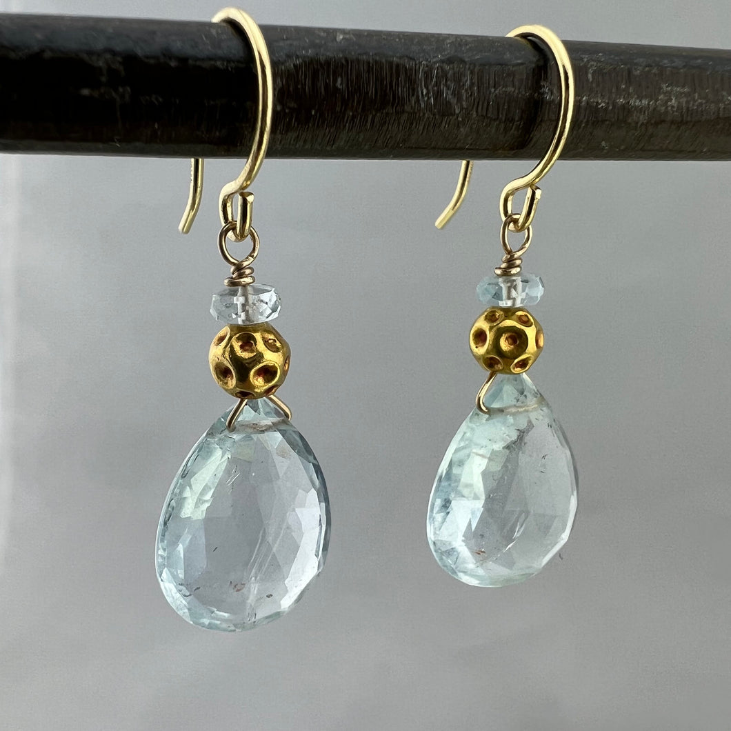 Aquamarine and Gold Earrings