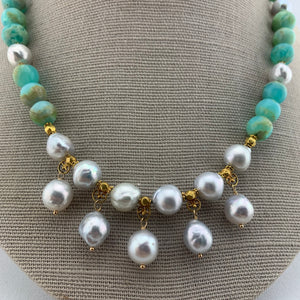 Andean Opal and Baroque South Sea Pearl Necklace