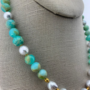 Andean Opal and Baroque South Sea Pearl Necklace