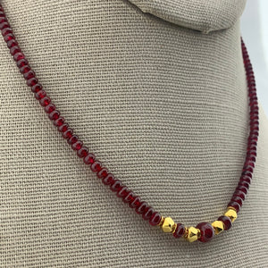Red Spinel and Gold Neckace