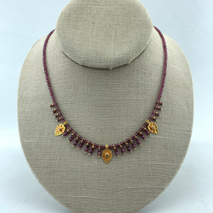 Garnet, Gold and Diamond Necklace