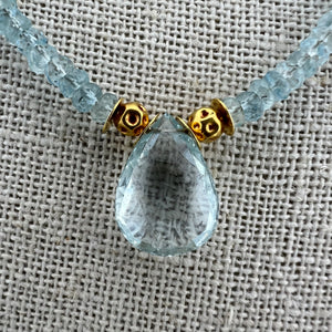 Aquamarine Beaded Necklace with Gold