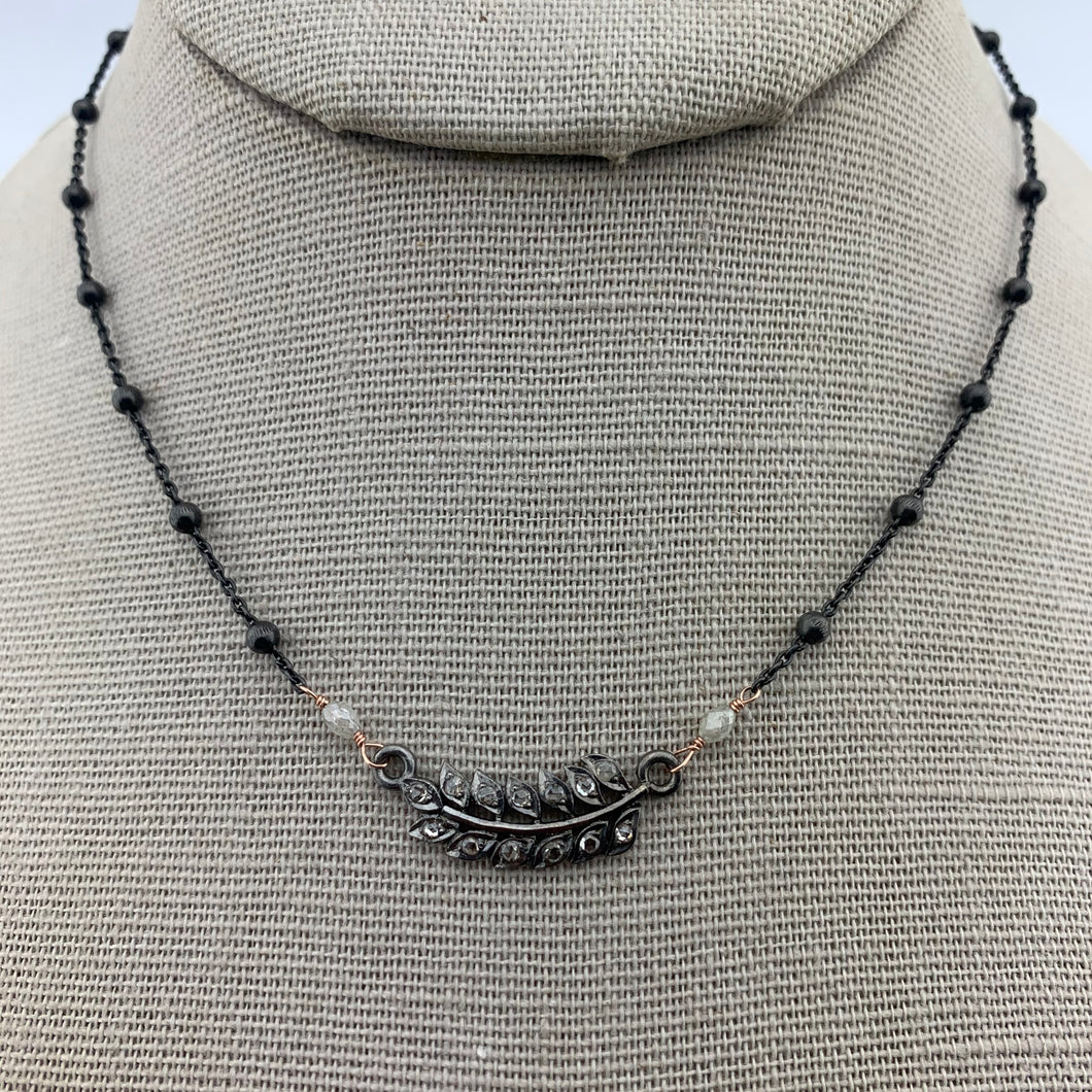 Oxidized Sterling Silver and Diamond Necklace