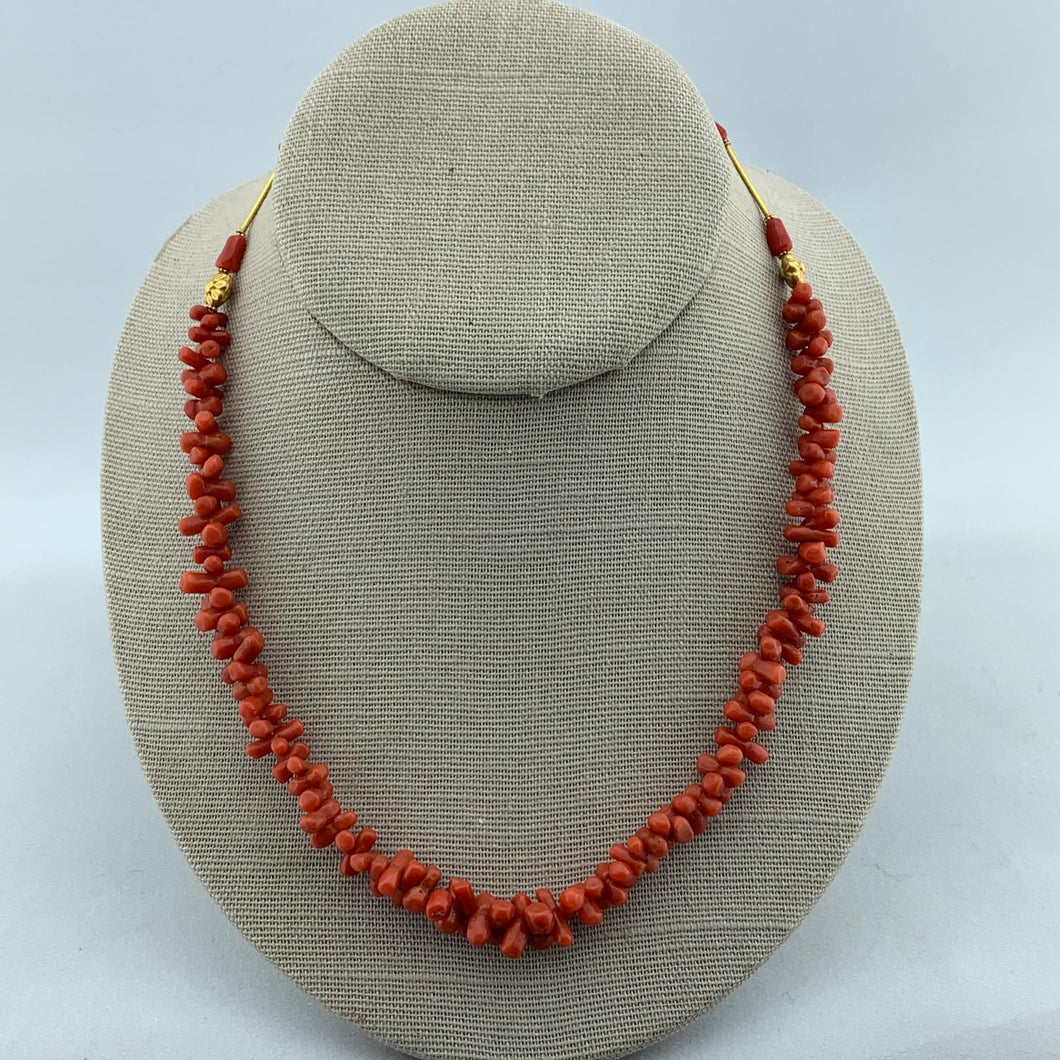 Vintage and New Coral Necklace with 18k Gold Detail