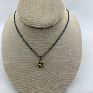 Oxidized Sterling Silver with Rustic Diamond Pendant