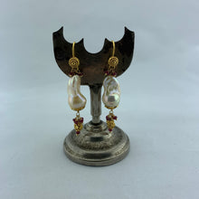 Load image into Gallery viewer, Baroque Fresh Water Pearl, Ruby and Gold Earrings
