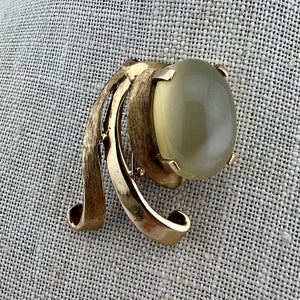 Retro Moonstone and Gold Pin