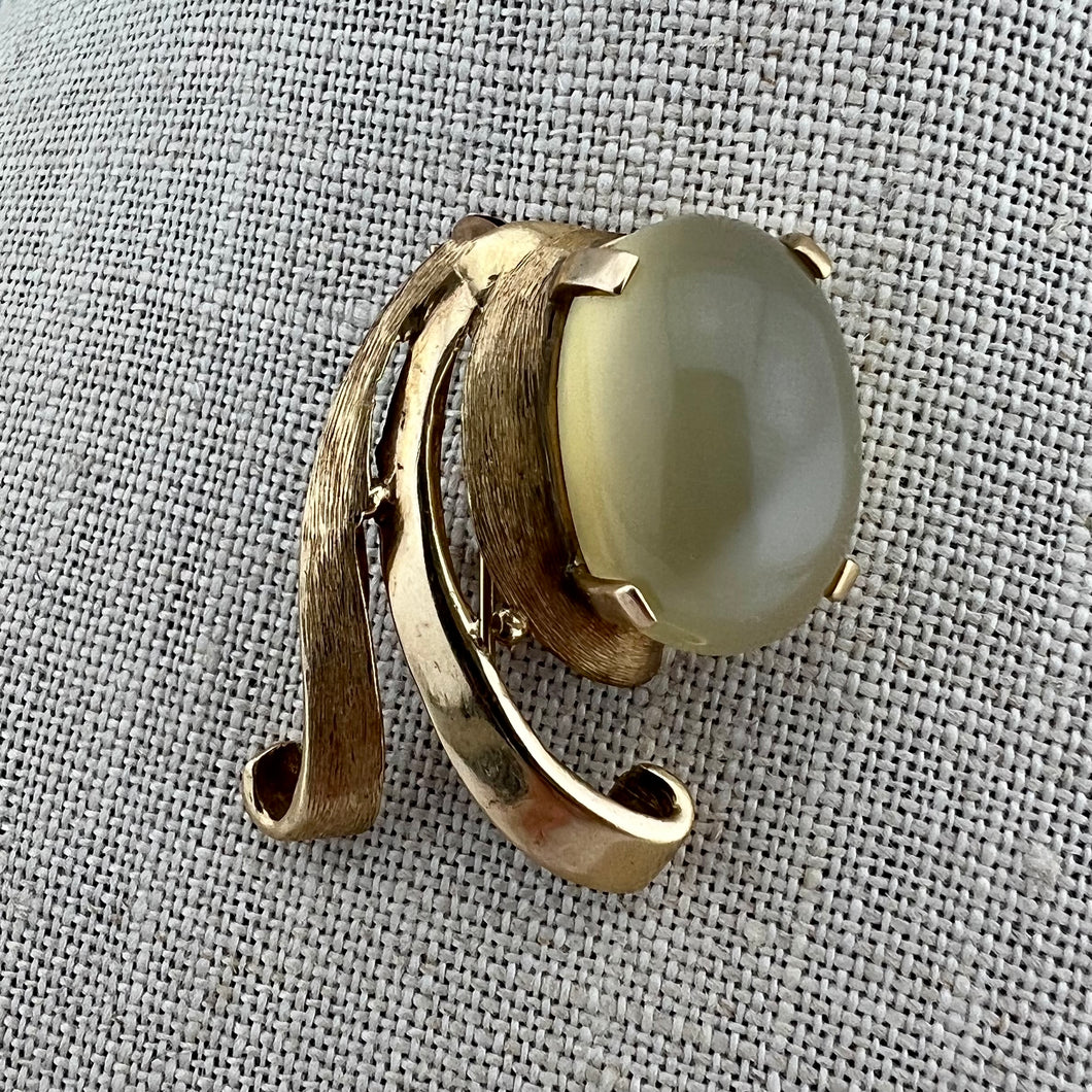 Retro Moonstone and Gold Pin