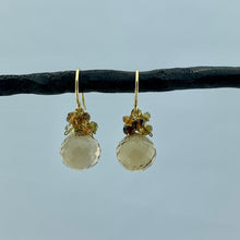 Load image into Gallery viewer, Champagne Quartz with Tourmaline Cluster Earrings
