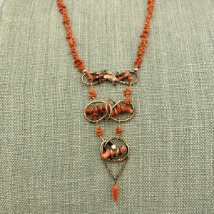 Triple Tier Antique Branch Coral Necklace