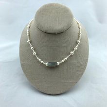 Load image into Gallery viewer, Pearl Strand Necklace with Precious Gemstone

