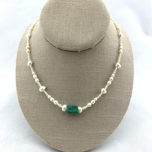 Load image into Gallery viewer, Pearl Strand Necklace with Precious Gemstone
