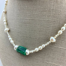 Load image into Gallery viewer, Pearl Strand Necklace with Precious Gemstone
