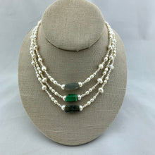 Load image into Gallery viewer, Pearl Strand Necklace with Precious Gemstone
