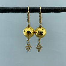 Load image into Gallery viewer, Gold Disco Ball and Diamond Earrings
