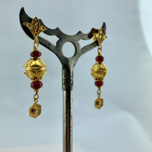 Load image into Gallery viewer, Gold and Red Spinel Earrings
