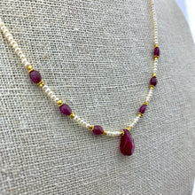 Load image into Gallery viewer, Ruby, Seed Pearl and Gold Necklace
