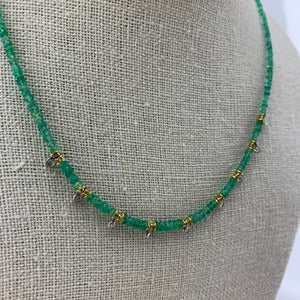Emerald and Rose Cut Diamond Necklace