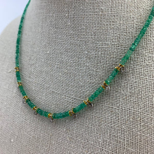 Emerald and Rose Cut Diamond Necklace