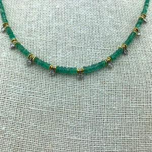 Emerald and Rose Cut Diamond Necklace