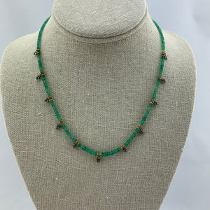 Emerald Necklace with Trifoil and Quadrafoil Diamond Pendants