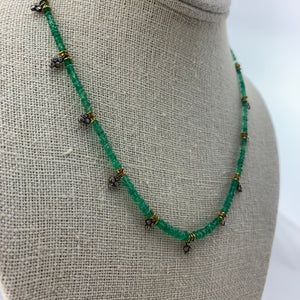 Emerald Necklace with Trifoil and Quadrafoil Diamond Pendants
