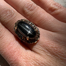 Load image into Gallery viewer, Black Star Sapphire and Filigree Ring
