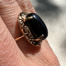 Load image into Gallery viewer, Black Star Sapphire and Filigree Ring
