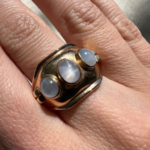 3 Star Sapphire Gold Ring
