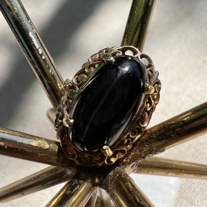 Black Star Sapphire and Filigree Ring
