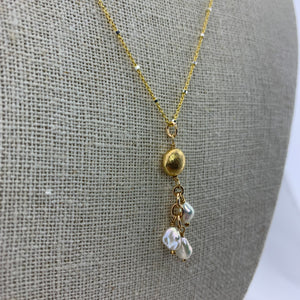 3 Charm Pearl Necklace