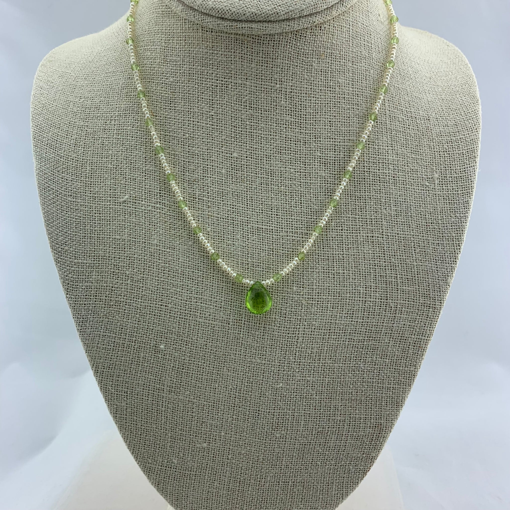Freshwater Pearl & Peridot Necklace | My Charmed Arm