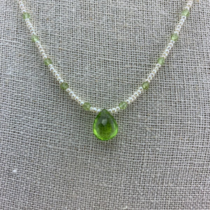 Peridot and Seed Pearl Necklace