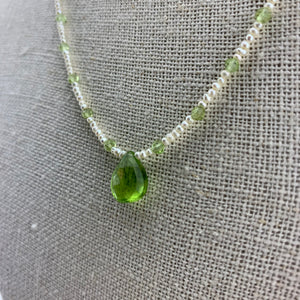 Peridot and Seed Pearl Necklace