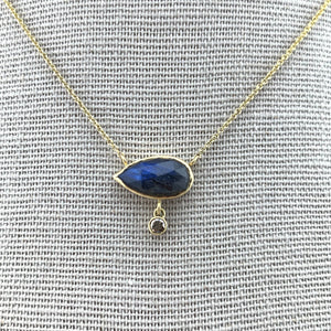 Faceted Labradorite and Diamond Necklace